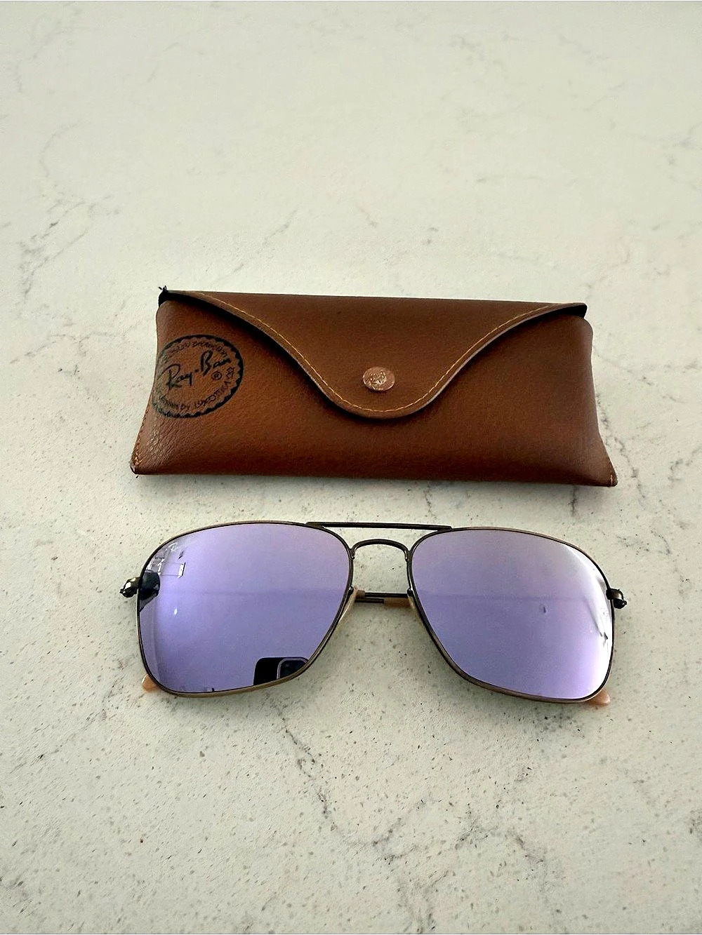 Ray-Ban Blaze Aviator Sunglasses in Gold & Purple